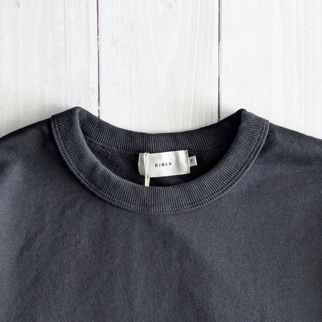 《 UNISEX 》 RINEN / 40/2スーピマ裏毛 裾ラウンドクルーネック ( クロ )