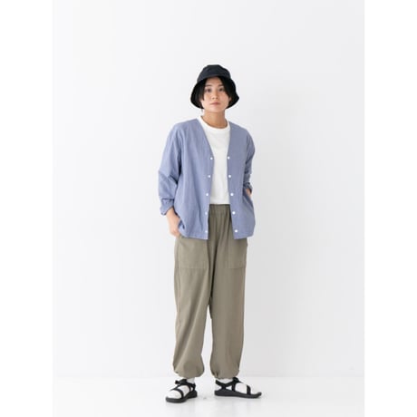 《 UNISEX 》 RINEN / 80/1+50/1強撚平織 カーディガンシャツ ( ハケメ )