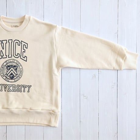 《 Unisex 》H.UNIT / Nice college crewneck sweat ( KINARI )