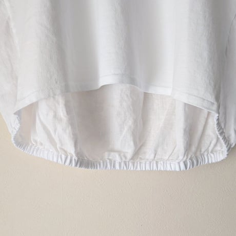 《 WOMEN 》 MANON / OVER DYE LINEN COMBI SHIRT TEE ( WHITE )