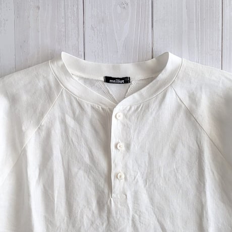 《 MEN 》 maillot mature / Canvas Linen Henley BB Shirt ( WHITE )