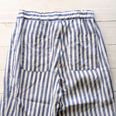 《 Unisex 》RINEN / 25/1リネン平織 ラクパンツ ( ストライプ )