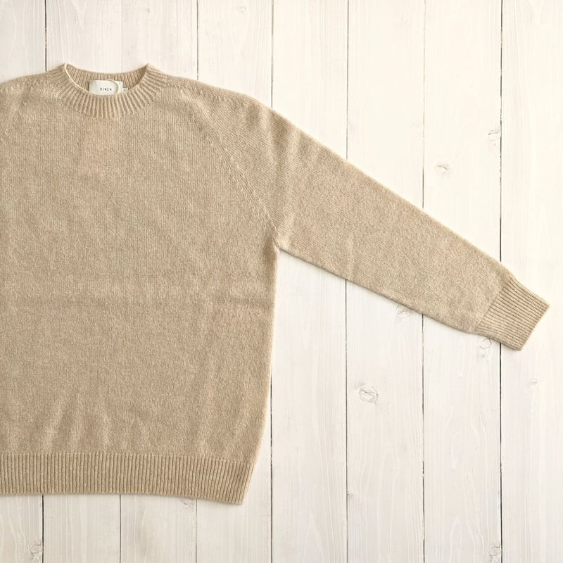 Unisex 》RINEN / 2/15ウール天竺編み プルオーバー ( ライトベージュ