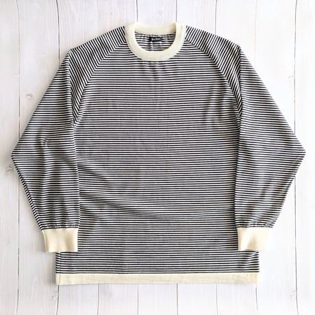 《 MEN 》 maillot mature / Wool Border Crew-Tee ( OFF×BLACK )
