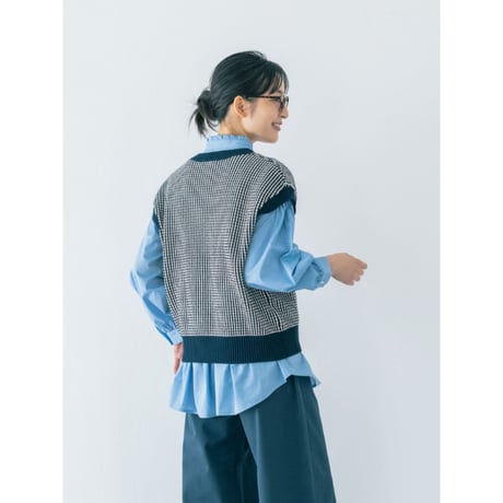 《 WOMEN 》 PONT DE CHALONS / ポップコーン編みVネックベスト ( エクリュ )
