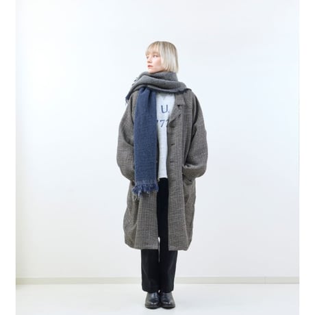《 WOMEN 》H.UNIT / Wool check raglan atelier coat ( BLACK )