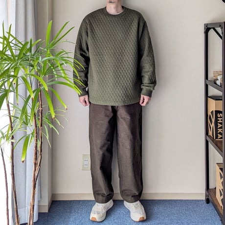 《 UNISEX 》 RINEN / 30/1オーガニック天竺ダイヤキルティング クルーネック ( オリーブ )