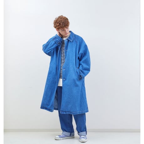 《 Unisex 》H.UNIT / Denim soutien collar coat ( Washed )