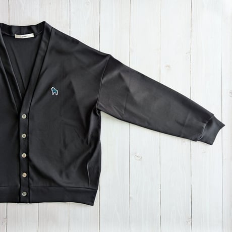《 UNISEX 》ämne / CIRCULAR RIB Dalahäst cardigan  ( BLACK )
