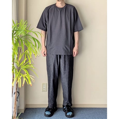 《 UNISEX 》RINEN / 60/2スーピマインレイ 半袖ラグランクルーネック ( チャコール )