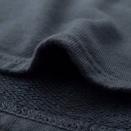 《 UNISEX 》 RINEN / 40/2スーピマ裏毛 裾ラウンドクルーネック ( クロ )