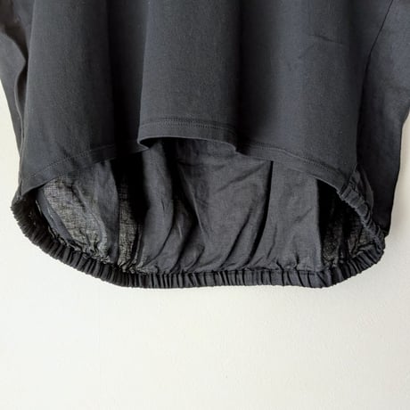 《 WOMEN 》 MANON / OVER DYE LINEN COMBI SHIRT TEE ( BLACK )