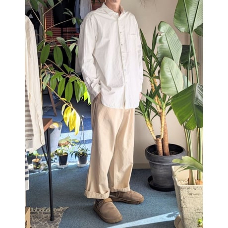 《 UNISEX 》RINEN / 80/2ダウンプルーフ レギュラーカラーオーバーサイズシャツ ( シロ )