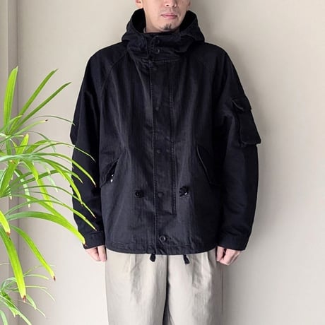 《 MEN 》 H.UNIT / HBT hooded jacket ( Used wash / Black )