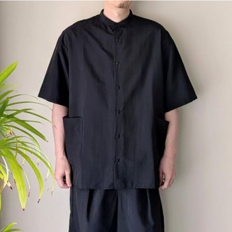 《 MEN 》 ämne / NYLON park shirts  ( STAND COLLAR - BLACK )