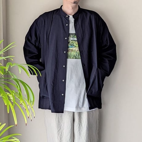 《 UNISEX 》 ämne / NYLON park shirts  ( NAVY )