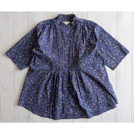 《 WOMEN 》 sosotto / LIBERTYフリルカラー梯子レースチュニックブラウス ( ブルー )