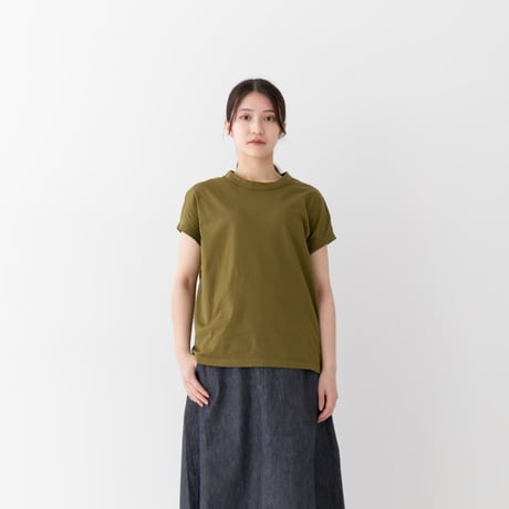 《 WOMEN 》 RINEN / 60/2スーピマ天竺 フレンチスリーブ ( ネイビー )
