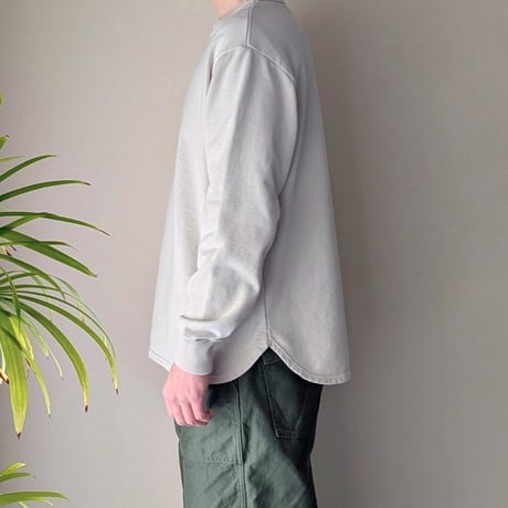 《 UNISEX 》 RINEN / 40/2スーピマ裏毛 裾ラウンドクルーネック ( ライトベージュ )