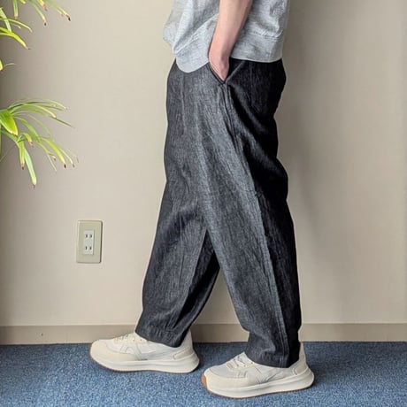 《 UNISEX 》 RINEN / 6オンス ノットインディゴデニム リラックスパンツ ( クロ )