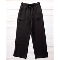 《 WOMEN 》 MANON / RAYON LINEN SLIT EASY PANTS ( BLACK )