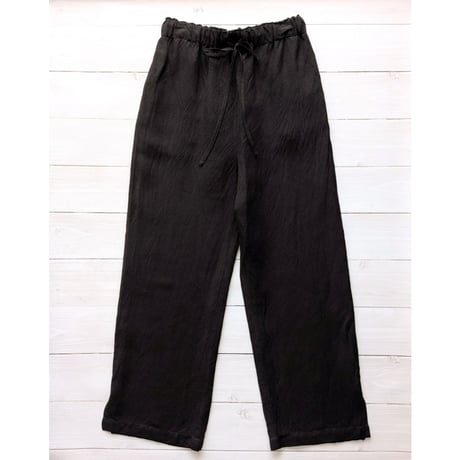 《 WOMEN 》 MANON / RAYON LINEN SLIT EASY PANTS ( BLACK )