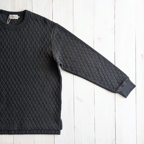 《 UNISEX 》 RINEN / 30/1オーガニック天竺ダイヤキルティング クルーネック ( クロ )