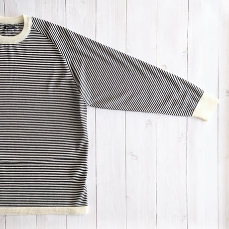 《 MEN 》 maillot mature / Wool Border Crew-Tee ( OFF×BLACK )