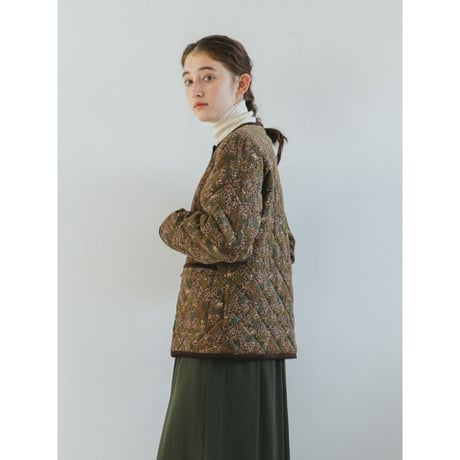 《 WOMEN 》 sosotto / LIBERTYコーデュロイキルティング ノーカラージャケット ( ブラウン )