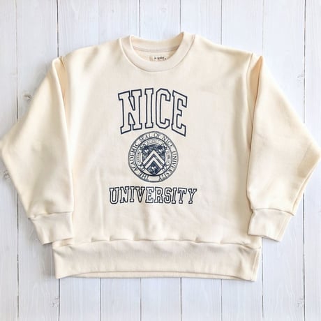 《 Unisex 》H.UNIT / Nice college crewneck sweat ( KINARI )