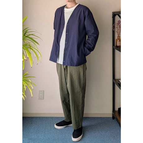 《 UNISEX 》 RINEN / 80/1+50/1強撚平織 カーディガンシャツ ( ネイビー )