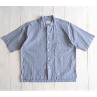 《 UNISEX 》 RINEN / 80/1+50/1強撚平織 半袖ラグランスタンドカラーシャツ ( ハケメ )