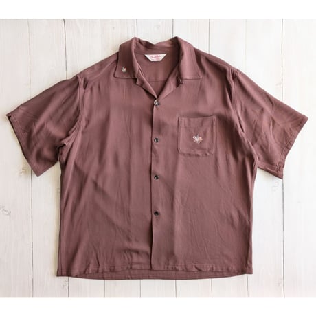 《 MEN 》 DAN RIVER  / 50S EMBROIDERY S/S SHIRT  ( BROWN )
