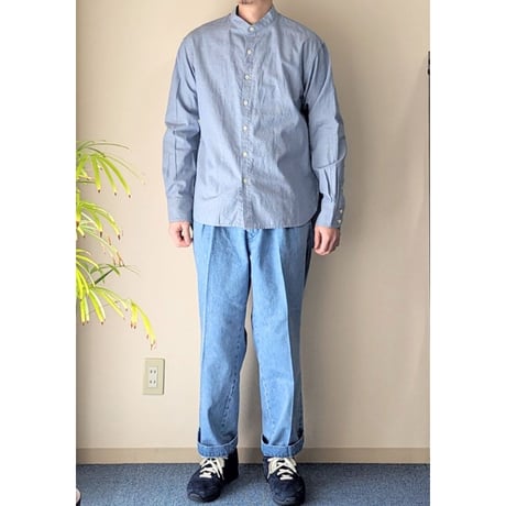 《 Unisex 》H.UNIT / C/L dungarees bandcollar long sleeves shirt ( Smokey Sax )