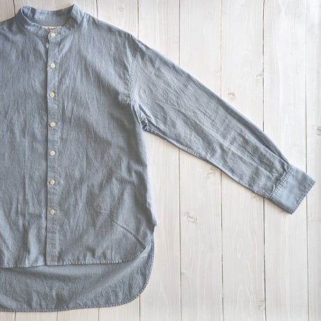 《 Unisex 》H.UNIT / C/L dungarees bandcollar long sleeves shirt ( Smokey Sax )