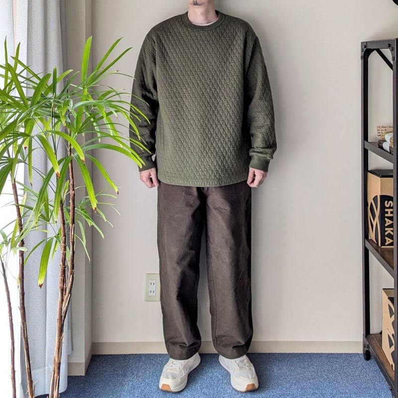 UNISEX 》 RINEN / 20/1二重織モールスキン リラックスパンツ ( オリー