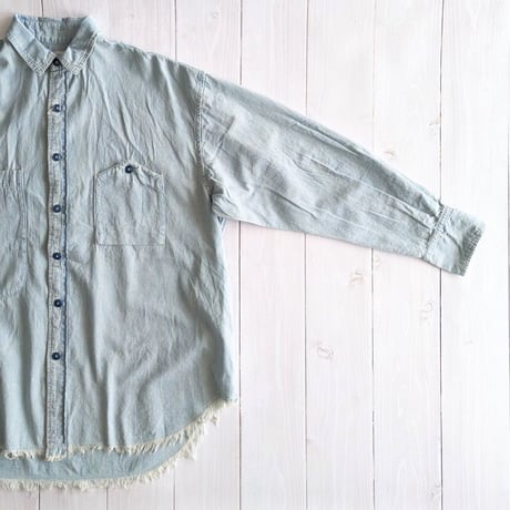 《 UNISEX 》H.UNIT / Chambray big pocket work shirt ( Used wash )