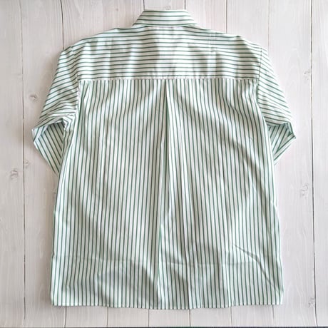 《 Unisex 》ämne / PIMA STRIPE covered shirts  ( GREEN )