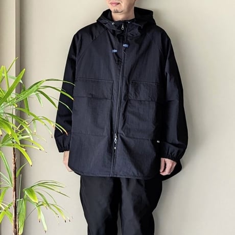《 UNISEX 》ämne / NYLON useful hoodie  ( BLACK )