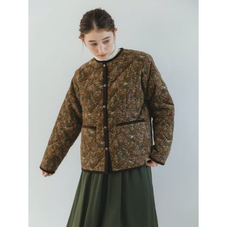 《 WOMEN 》 sosotto / LIBERTYコーデュロイキルティング ノーカラージャケット ( ブラウン )
