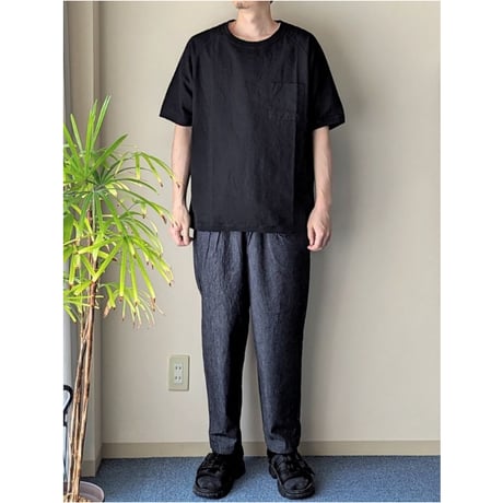 《 Unisex 》maillot / Linen Rich Pocket Shirt-Tee ( BLACK )