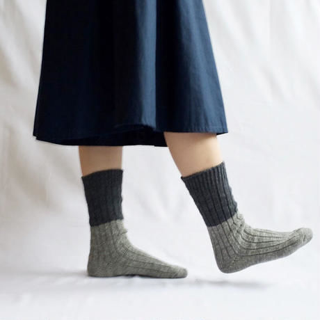 《 UNISEX 》 NISHIGUCHI KUTSUSHITA / ウールコットンスラブソックス ( 4 colors )