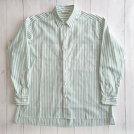 《 Unisex 》ämne / PIMA STRIPE covered shirts  ( GREEN )