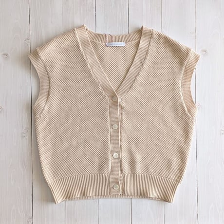 《 WOMEN 》 PONT DE CHALONS / ポップコーン編みVネックベスト ( エクリュ )