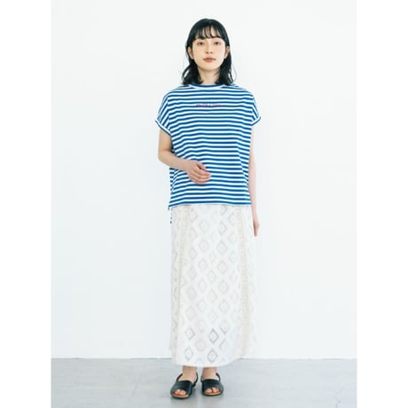 《 WOMEN 》 PONT DE CHALONS / 刺繍ボーダーフレンチプルオーバー ( ブルー )