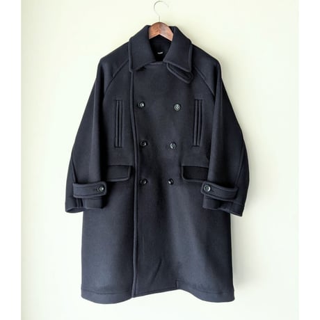 《 WOMEN 》maillot mature / Double Face Beaver Big Pea Coat ( NAVY )