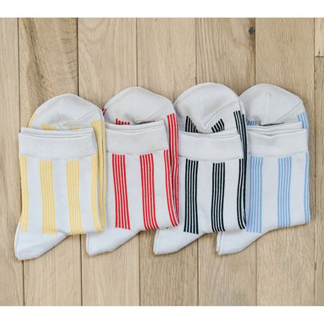 《 WOMEN 》 memeri / スーピマコットンストライプソックス ( 5 colors )