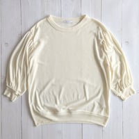 《 WOMEN 》 MANON / SUMMER WOOL MIX COOL GATHER SLEEVE TEE ( IVORY )