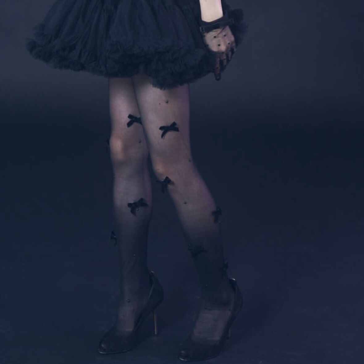 Nodress ベロア リボン タイツ パープル ブラック Nodress ベロア リボン タイツ パープル ブラック