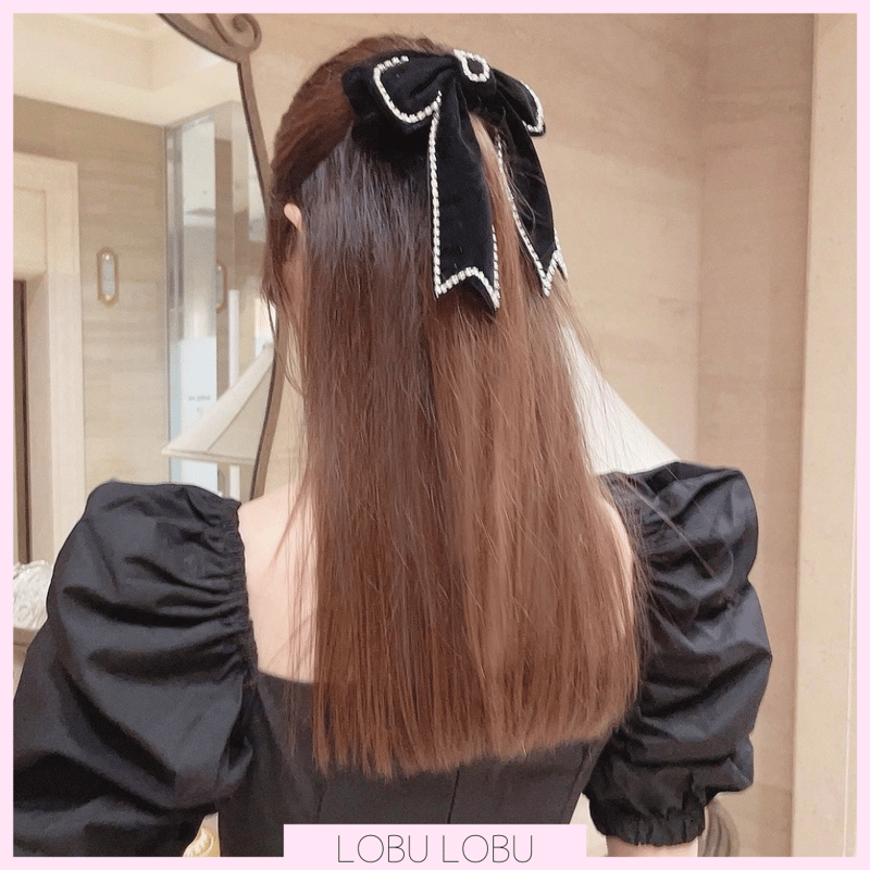セレブ愛用 Jennifer behr ベルベット ビジュー リボン バレッタ velours bijou ribbon barrette | LOBU LOBU